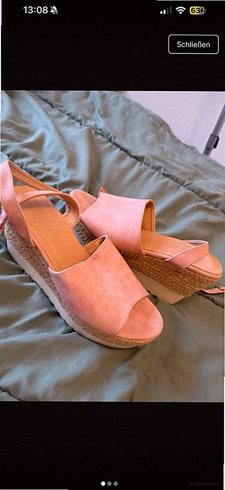 Johanna Damen Sandalen Rosa Keilabsatz Plateau Bast Riemchen EU 41