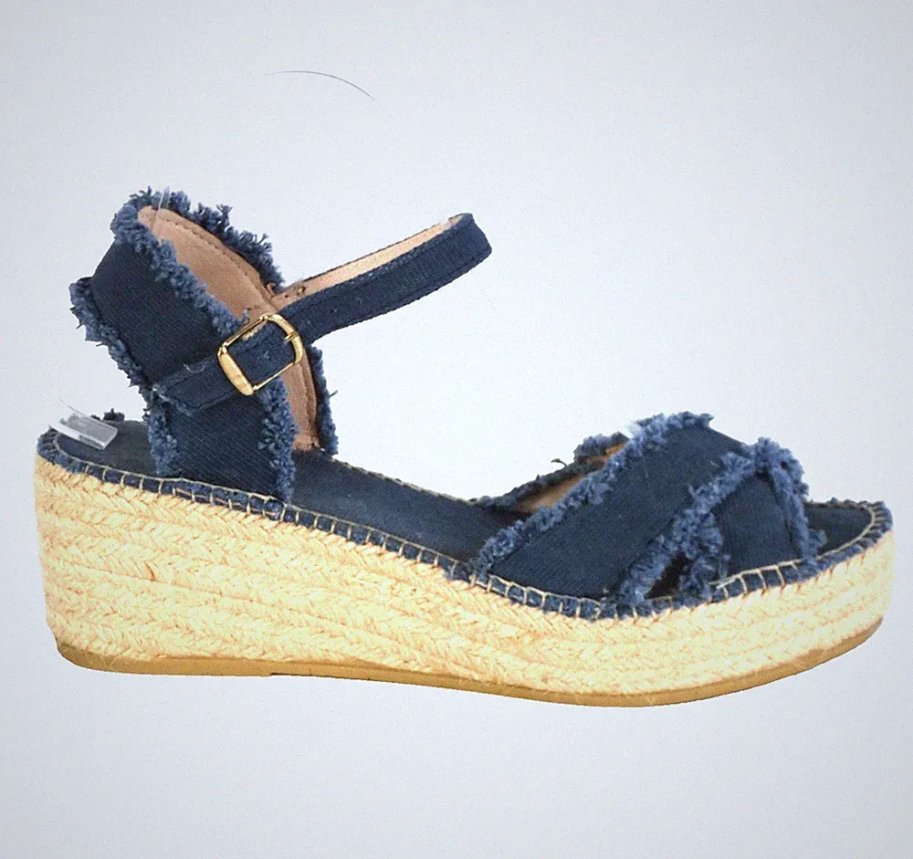 John Lewis Kiri Espadrille Sandalen Navy Blau Plateau UK 7 EU 40 Made in Spain