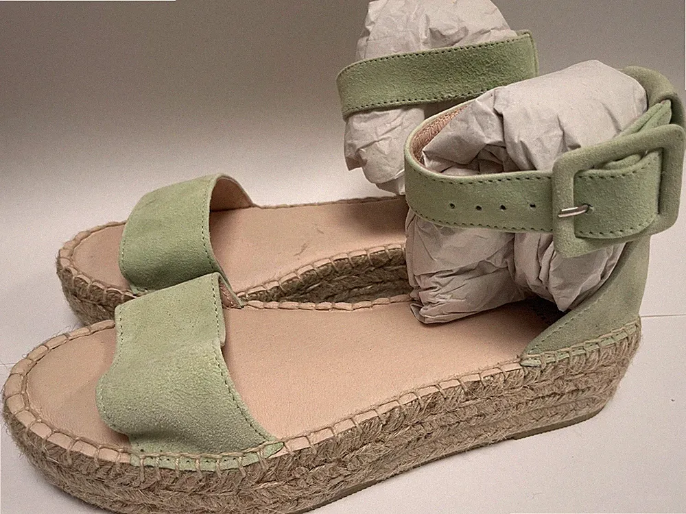 JOHN LEWIS Wildleder Espadrilles UK 6 Pistaziengrün Seil Plateau KRISTEY EU 39