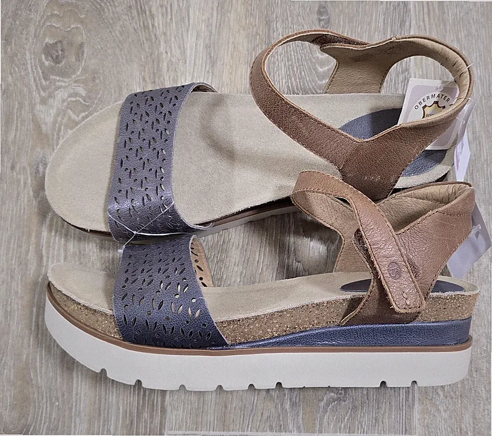 Josef Seibel Damen Sandalen Clea 09 Gr.41 Braun Leder Neu Uvp 79€ Keilabsatz