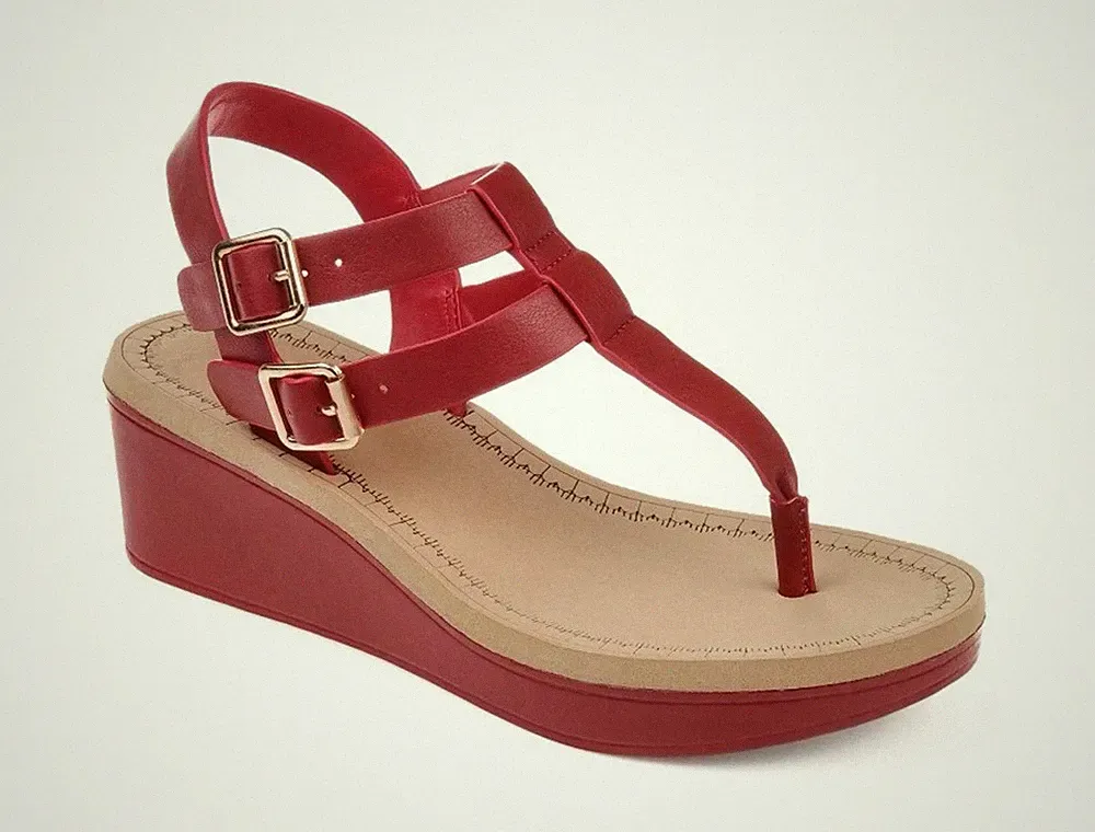 Journee Bianca Rot Keilabsatz Zehensandale Damen Schuhe Sz 7.5 - Einzelhandel
