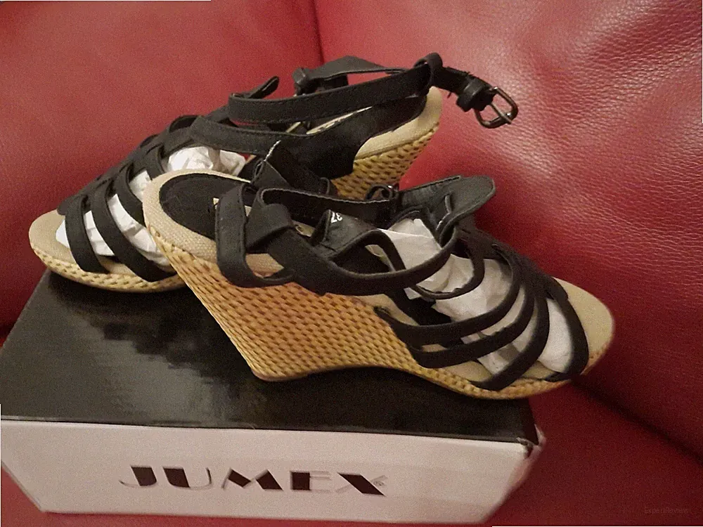 Jumex Damen Schuhe /Sandalen Wedges Keilabsatz Gr.37 Schwarz NEU mit Karton