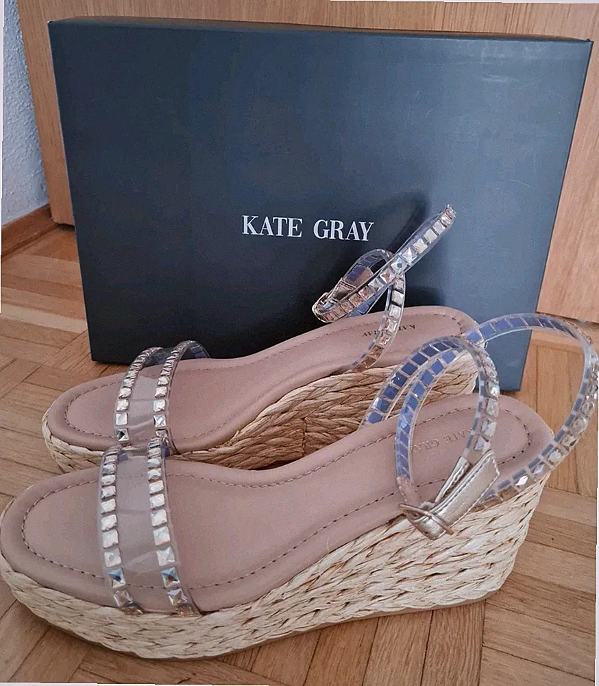 Kate Gray * Keilabsatz Sandalen * Sandaletten Wedges * Transparent * 38 NEU