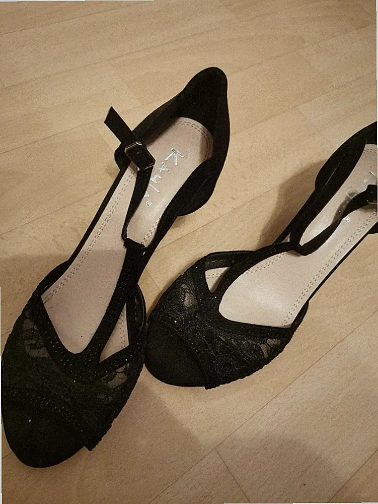 Kayla Damen Schuhe Gr. 37 Schwarz Sandaletten 8cm Keilabsatz #SCH-35