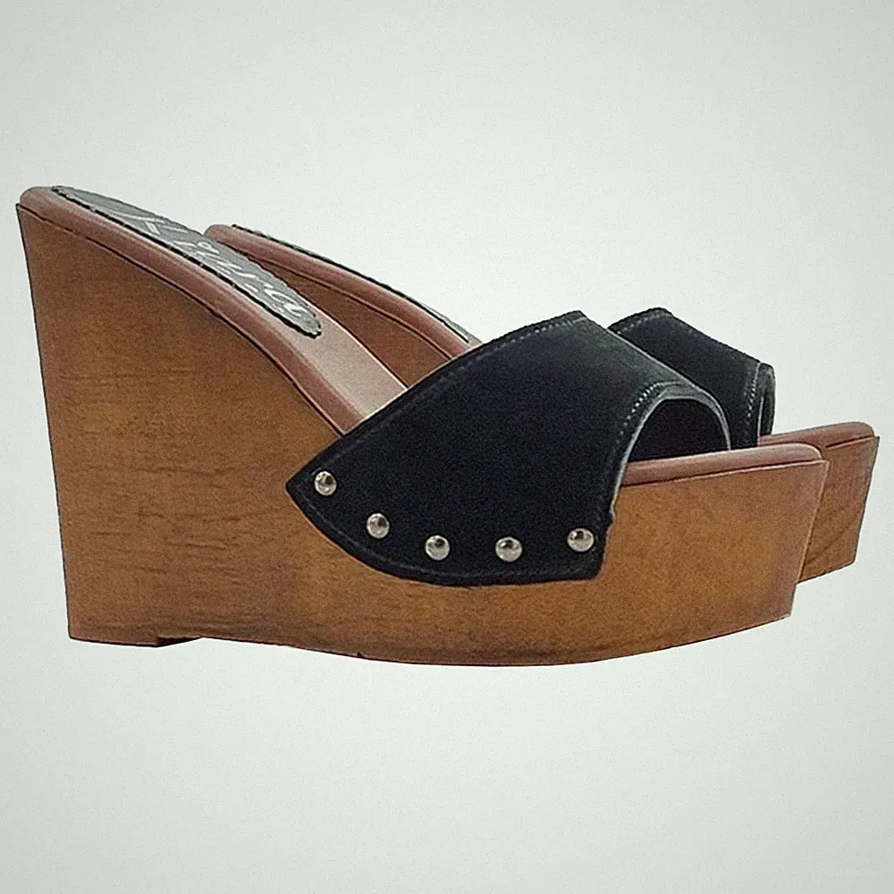 Keilabsatz mit schwarzem Wildlederband und Absatz 13 - KZ3001 SCHWARZ