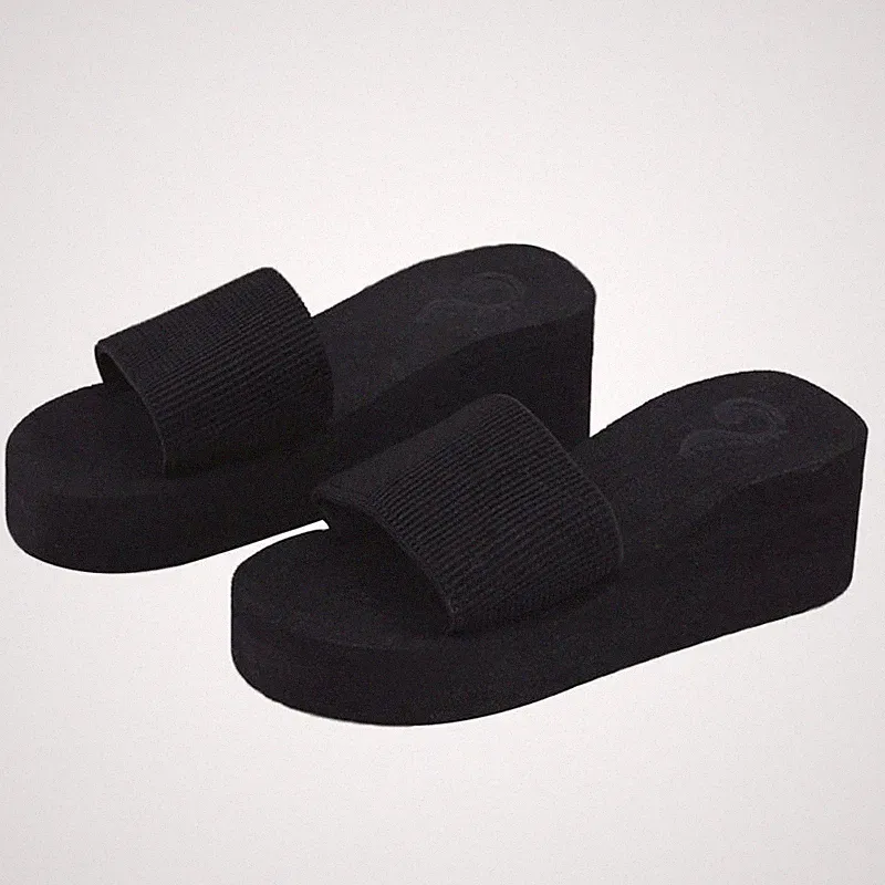 Keilabsatz Plateau Sandalen Damen Sommer Zehentrenner Strand Slip On Schuhe Neu