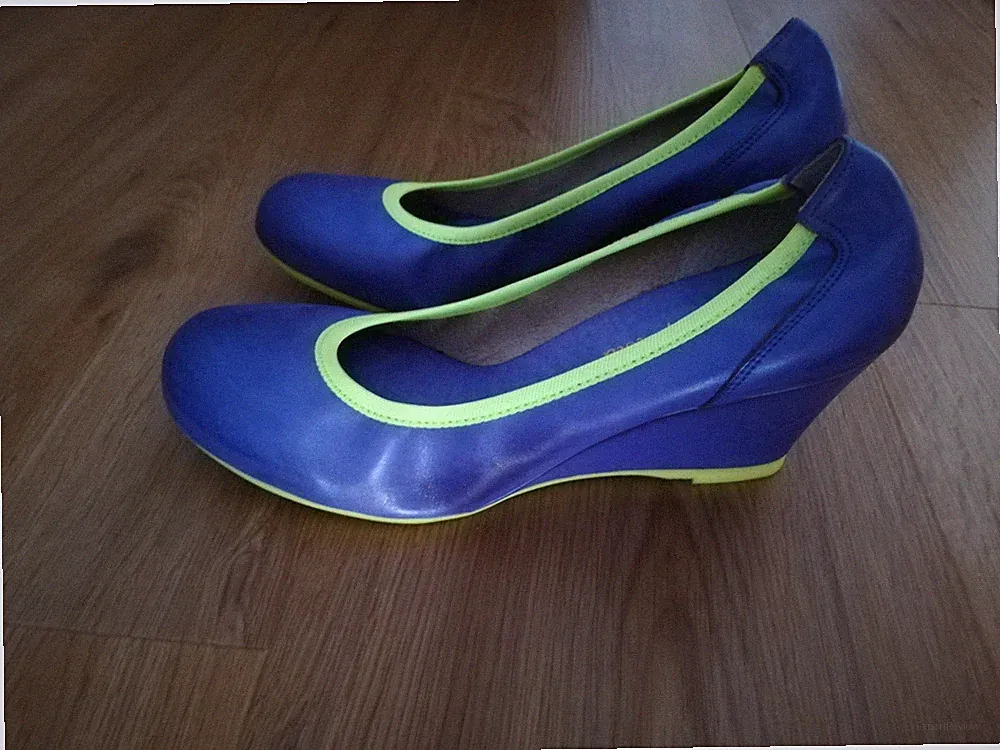 Keilabsatz Pumps Gr 38 Blau Gelb "Lola Espeleta" Neu