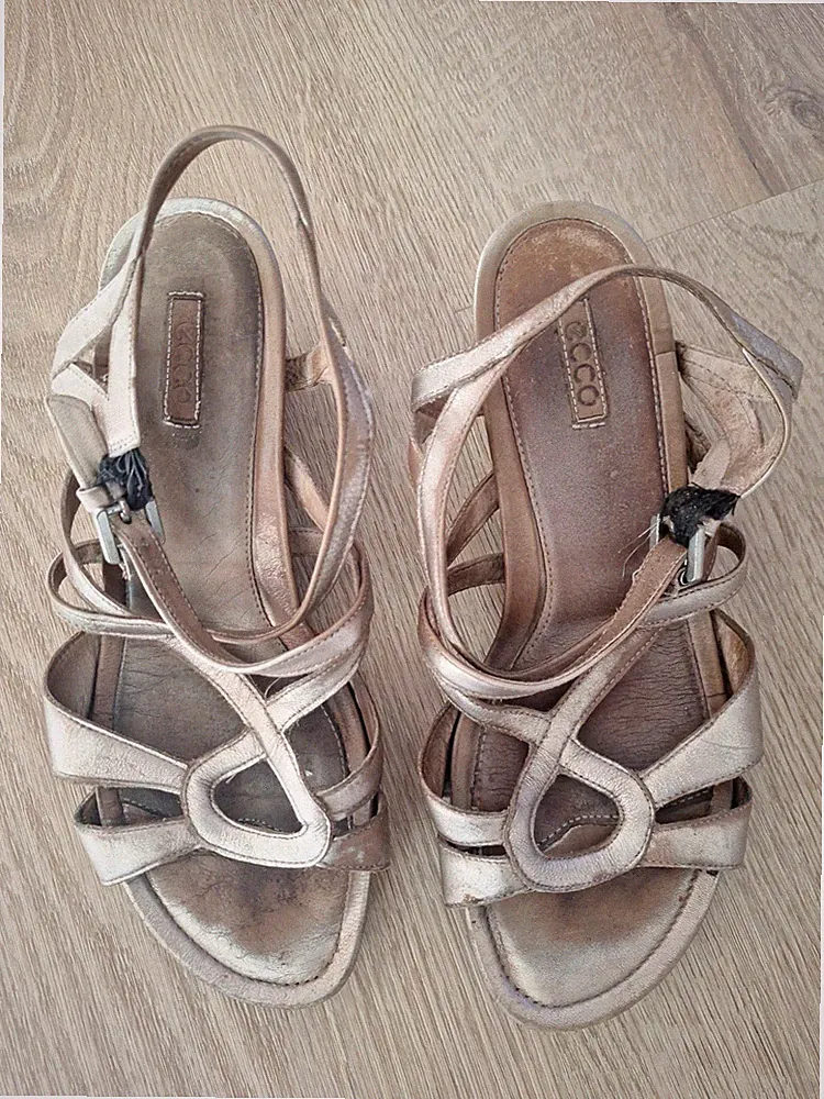 Keilabsatz-Sandalen Damen offene Sommerschuhe Gr. 37 4 ECCO gold/bronze