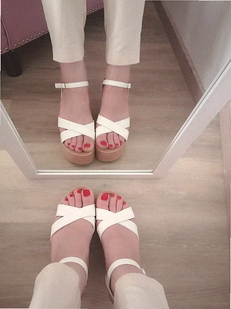 Keilabsatz Sandalen ❤️ Weiß Riemchen ❤️ Größe 39 (38)