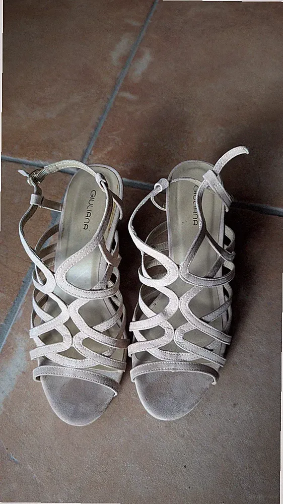 Keilabsatz Sandaletten Puderrosa Gr. 38 Damen Schuhe