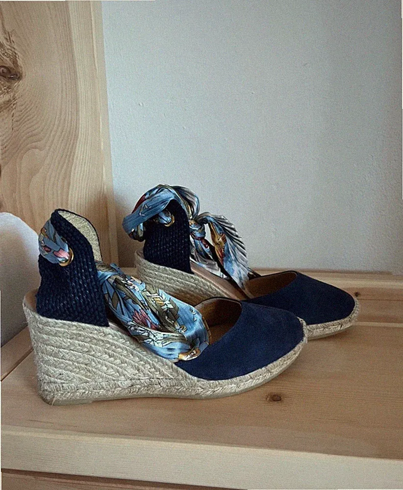 Keilabsatz Wedges mit Schleife 40 blau