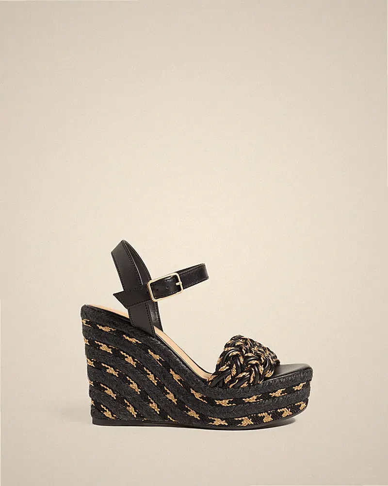 Keile Castaner Schwarz/Gold Plateau Pumps 10cm 3cm Mod. Joaquina/136 Art.