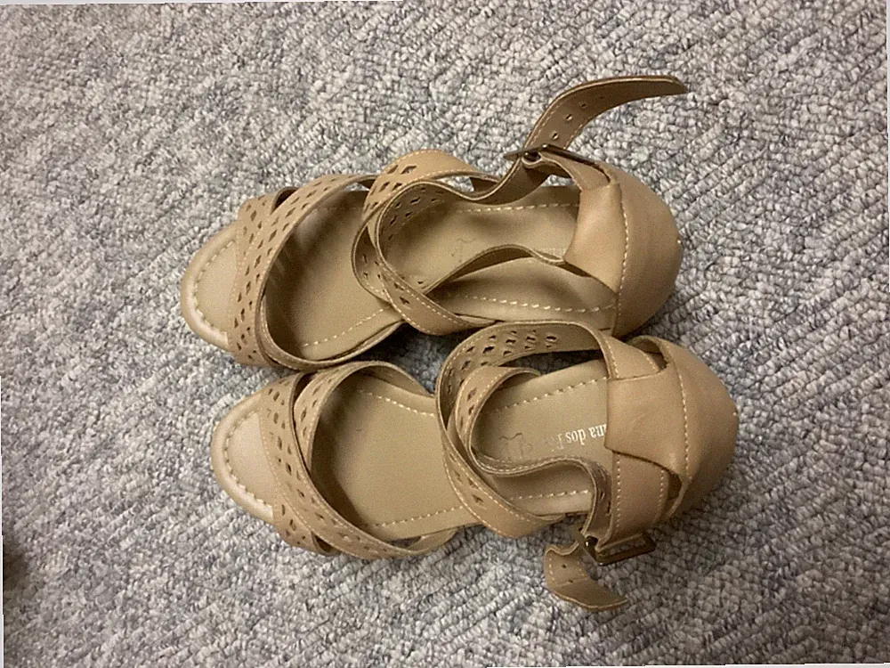 Keilsandalen beige, Gr. 40, Rindsleder, Absatz aus Kork