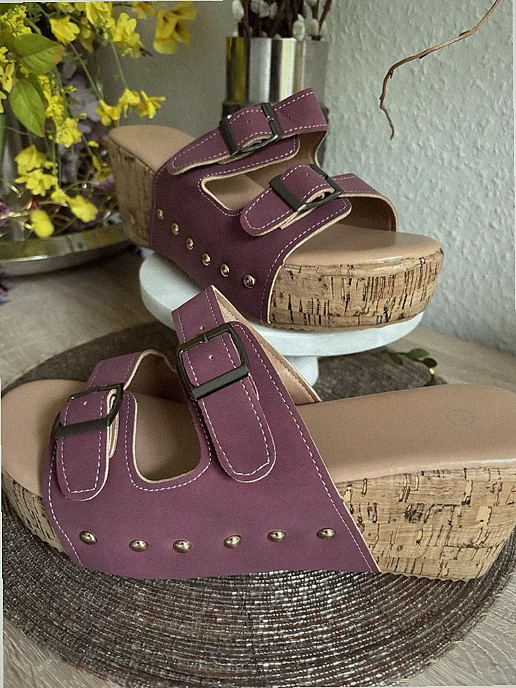 👠 Keilsandalette Plateau Keilabsatz Mules🌺41(40), Neu👠Merlot