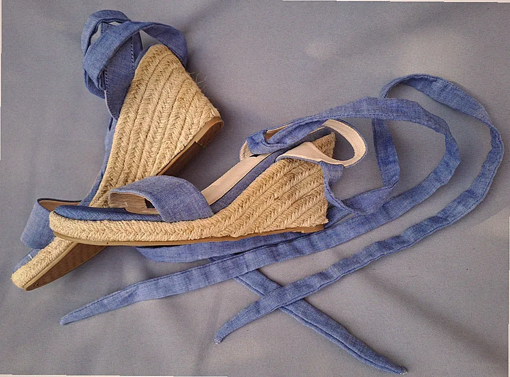Keilsandaletten 36 Jeans Blau von ORSAY, zum Binden, ungetragen