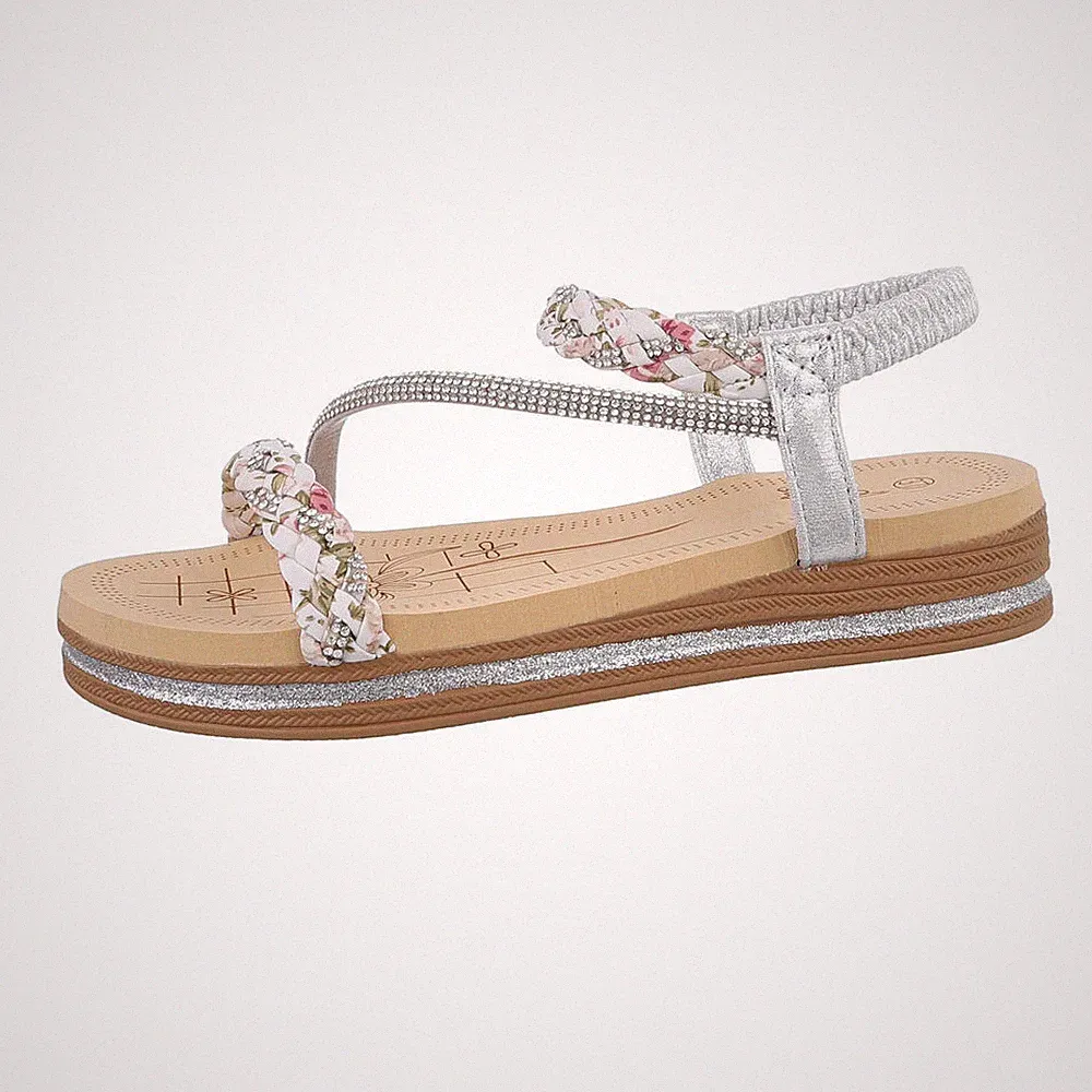 Keilsandaletten Damenschuhe 5867 Ital-design In Silber