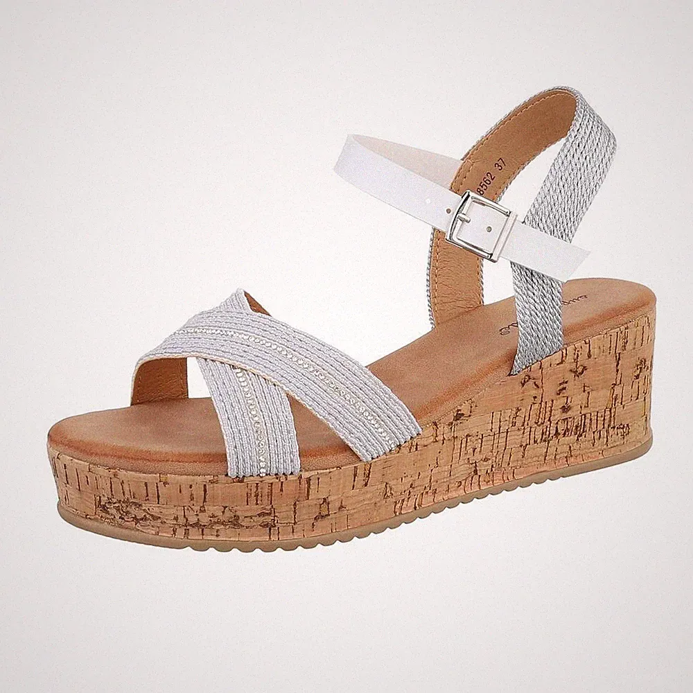 Keilsandaletten Damenschuhe 6089 Ital-design In Silber