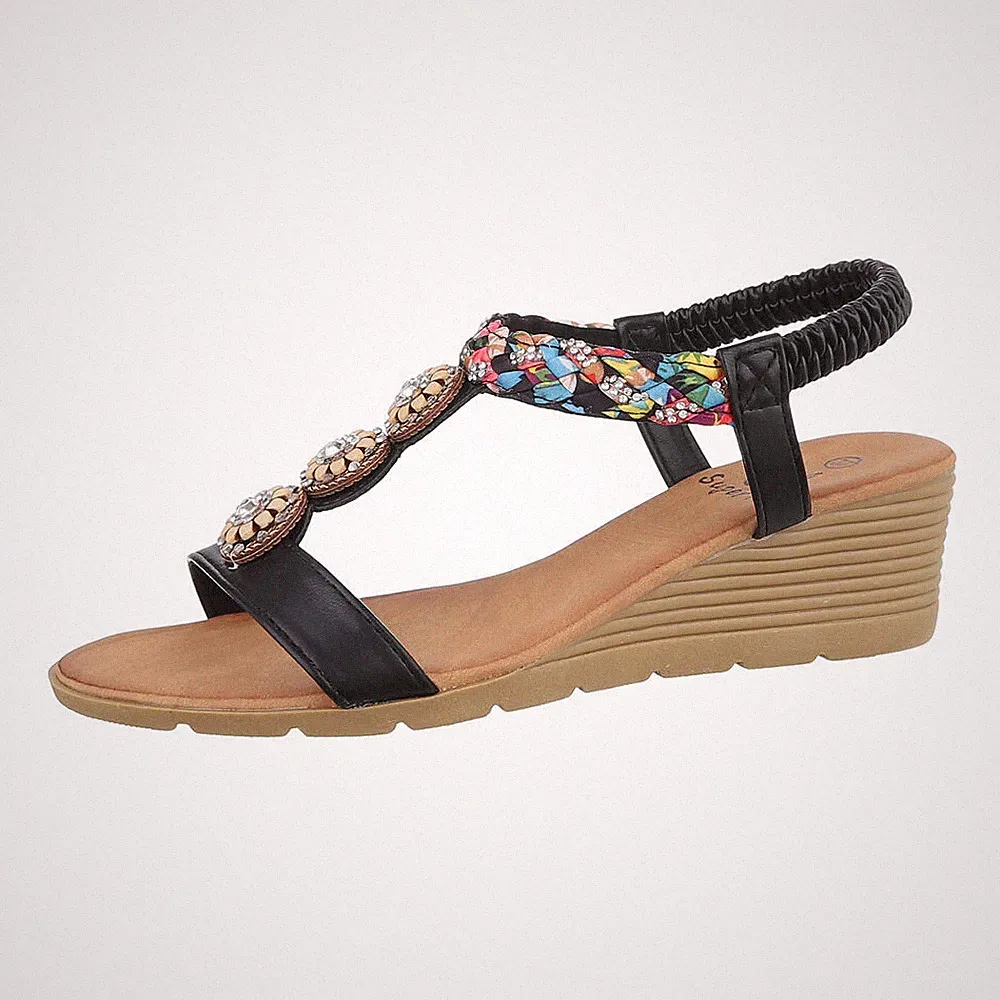 Keilsandaletten Damenschuhe 6360 Ital-design In Schwarz