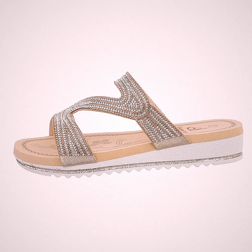 Keilsandaletten Damenschuhe 7195 Ital-design In Gold