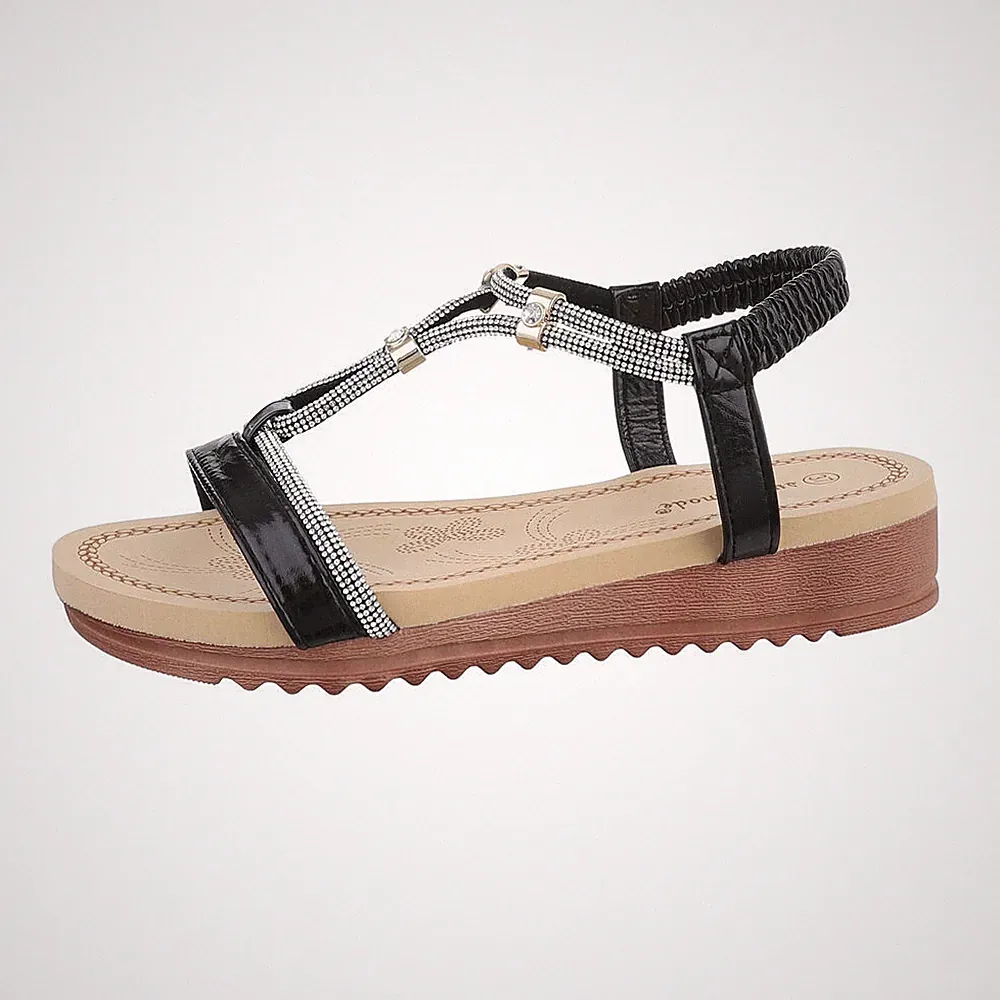 Keilsandaletten Damenschuhe 7384 Ital-design In Schwarz
