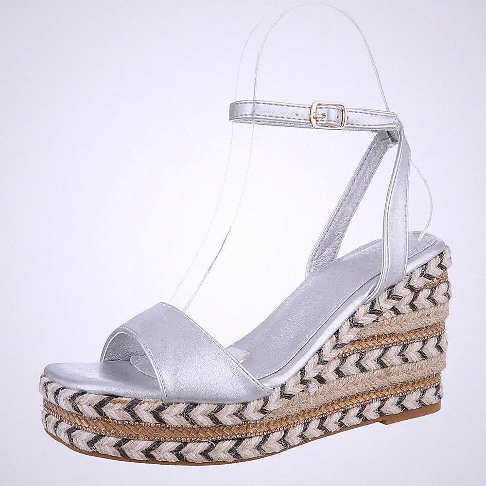 Keilsandaletten Damenschuhe 8203 Ital-design In Silber