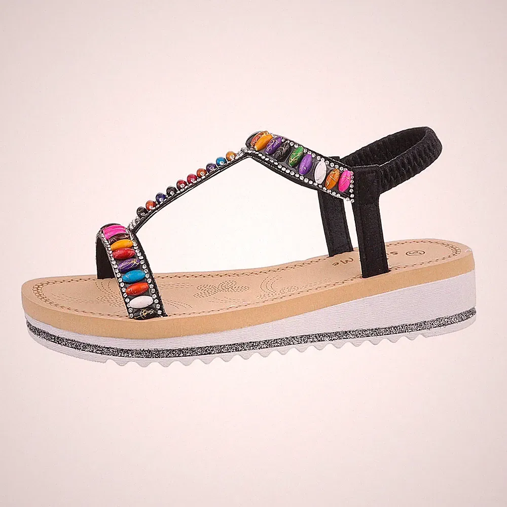 Keilsandaletten Damenschuhe 8602 Ital-design In Schwarz