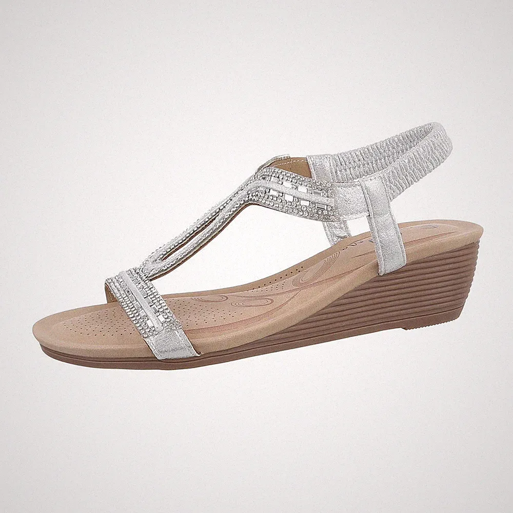 Keilsandaletten Damenschuhe 8664 Ital-design In Silber