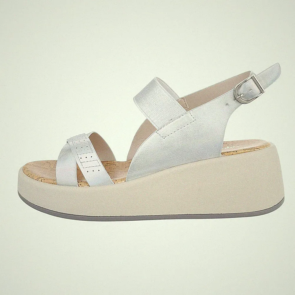 Keilsandaletten Damenschuhe 8746 Ital-design In Silber