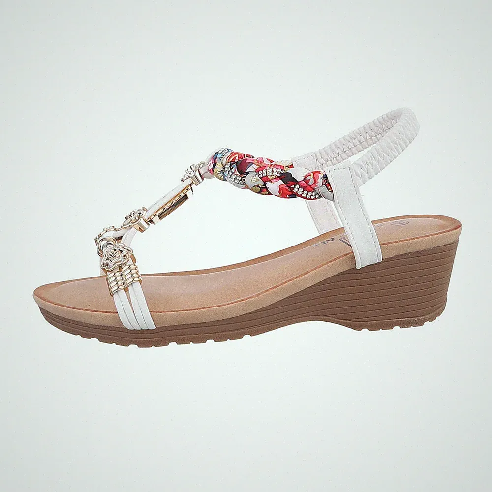 Keilsandaletten Damenschuhe 8878 Ital-design In Weiß