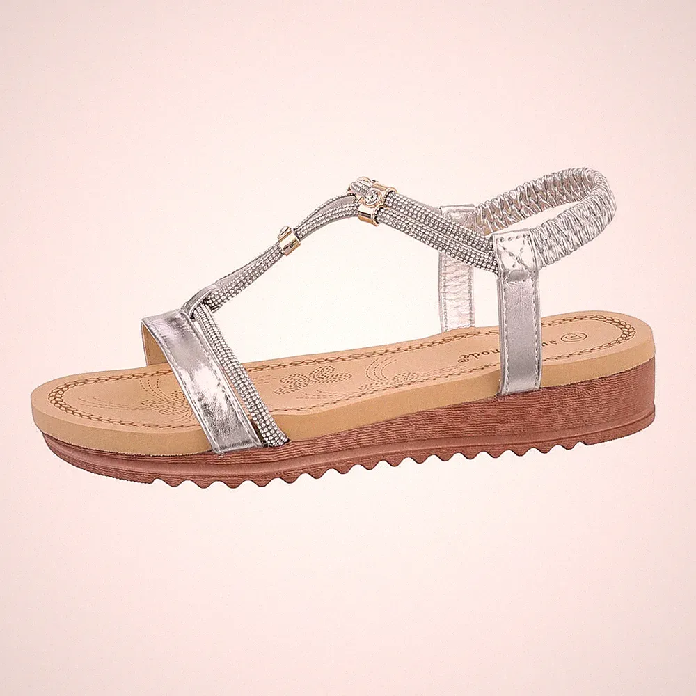 Keilsandaletten Damenschuhe 9144 Ital-design In Silber