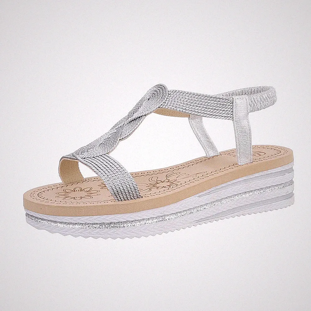 Keilsandaletten Damenschuhe 9389 Ital-design In Silber