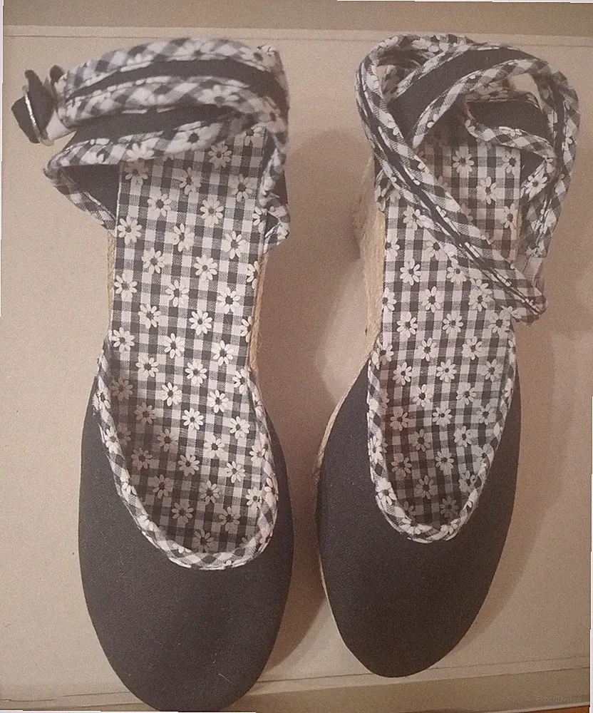 Keilsandaletten Espandrilos schwarz mit Keilabsatz 5 cm in Gr.39