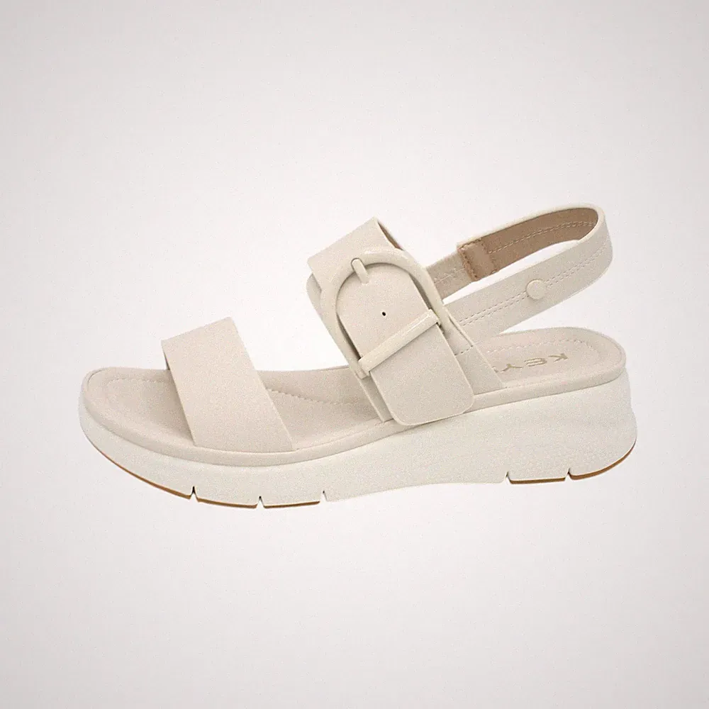 Keys Damen Sandalen Mit Doppeltem Riemen Zepppe Gummi K12350 Beige EU 41