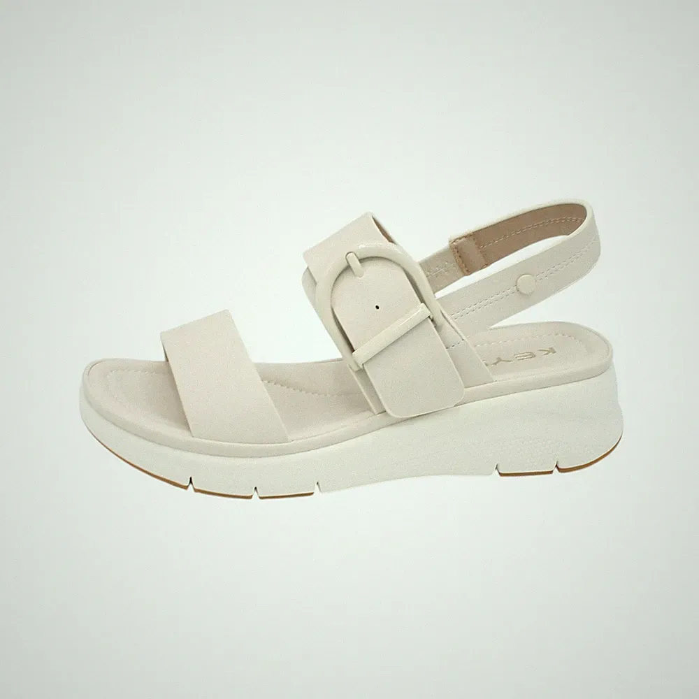 Keys Damen Sandalen Mit Doppeltem Riemen Zepppe Gummi K12350 Beige EU 41