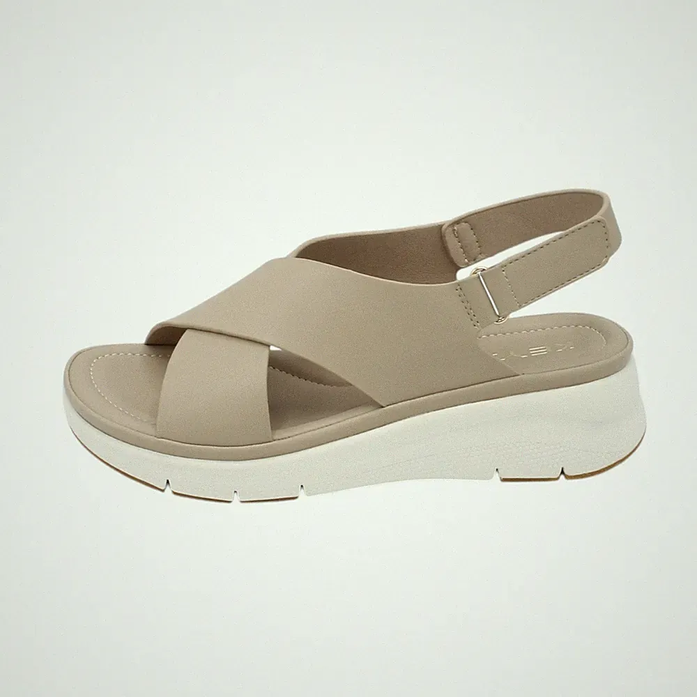 Keys Sandalen Damen Leicht Mit Keil Absatz K12351 Nocciola Kautschuk Zehenriemen