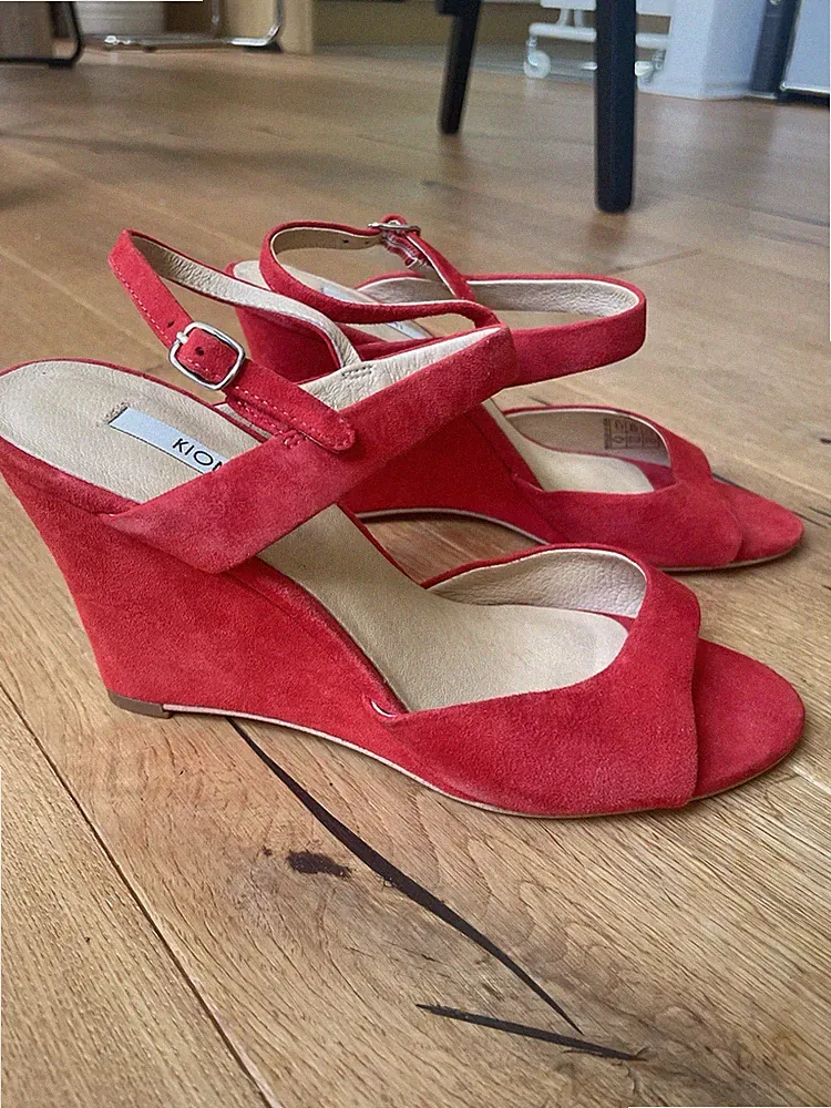 KIOMI Wildleder Wedges Rot Gr. 38 Neu Leder Keilabsatz Fesselriemchen