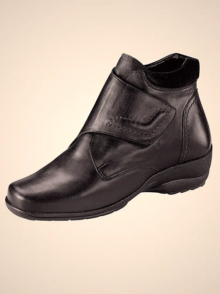 Klettstiefelette Stiefelette Leder schwarz Echt Lammfell Wolle 42 8 39 5,5