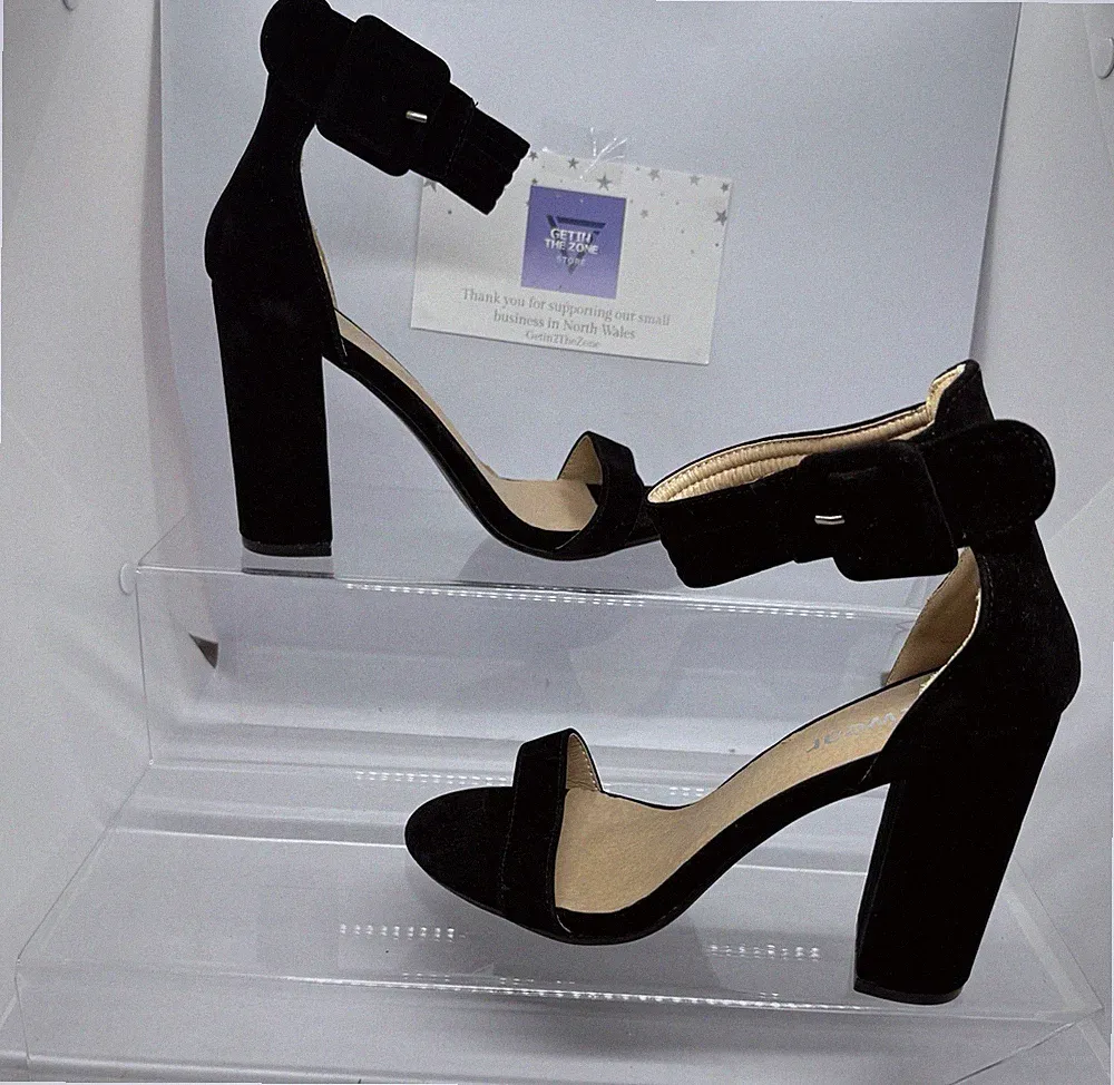 Koi Footwear Damen-Sandalen schwarz Blockabsatz Knöchelriemen Größe UK 5