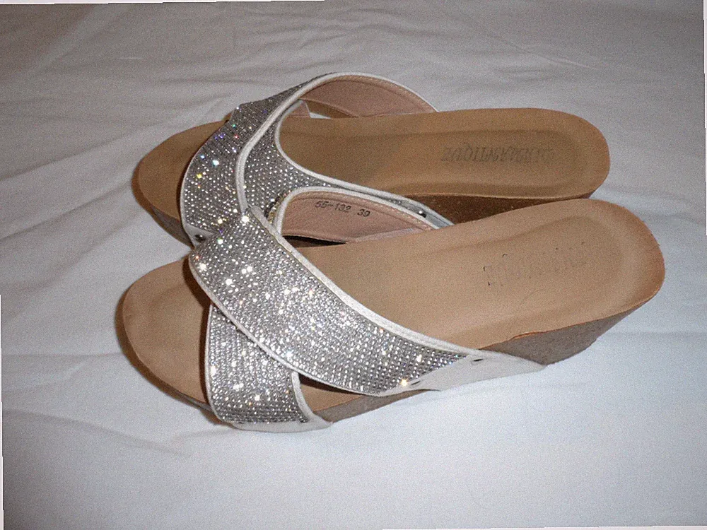 KORKSCHUHE MIT KEILABSATZ DAMEN - FARBE WEISS - NR. 39 - GEBRAUCHT