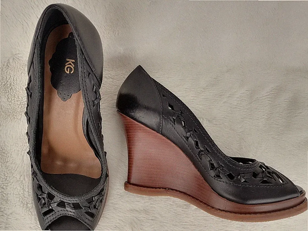 Kurt Geiger Sandaletten mit Plateau/Keilabsatz, Gr. 39, braun Leder neu