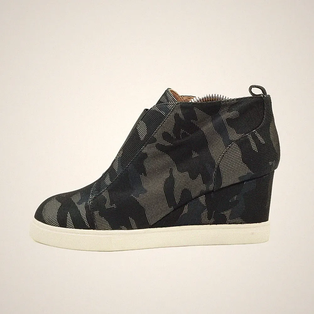 L.Paolo Damen camo sneaker wedge tarnfarben seitlicher reißverschluss EU 37,5