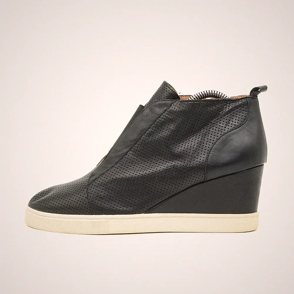 L.Paolo Damen Keilabsatz Sneaker Schwarz Reißverschluss, Atmungsaktiv EU 38,5