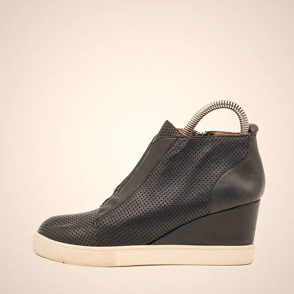 L.Paolo Damen Wedge Sneaker Schwarz Leder Keilabsatz-Sneaker EU 36.5