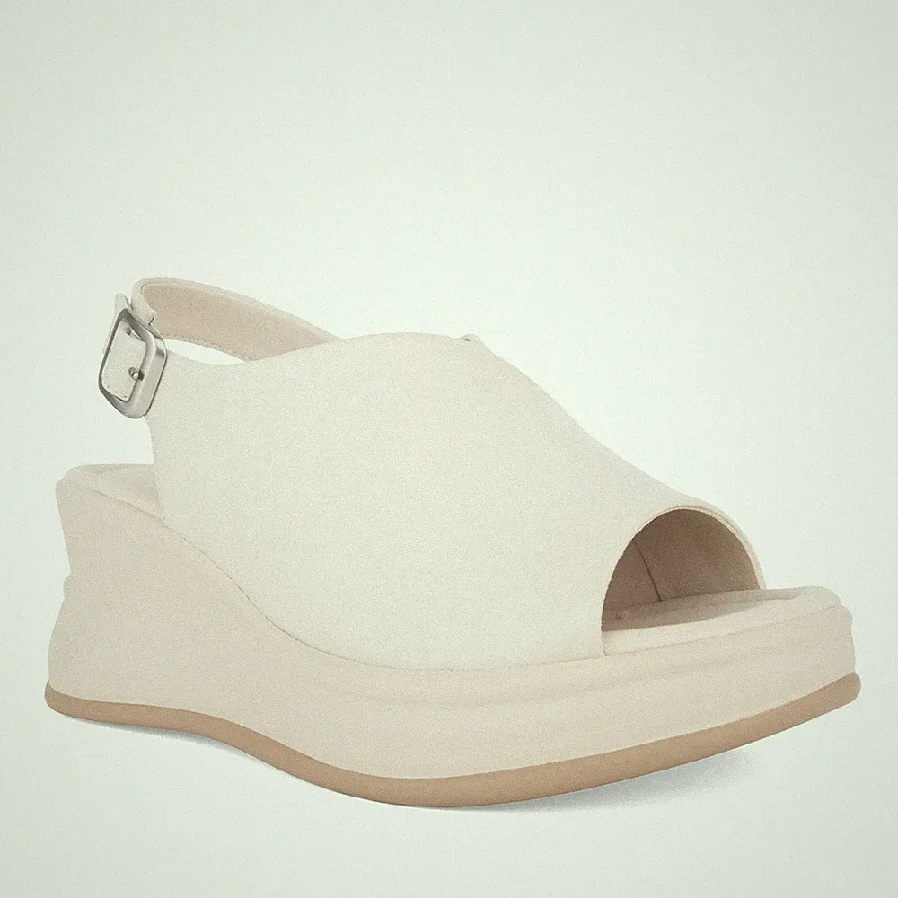 La Conte Damen Beige Keilabsatz Ledersandalen Peeptoe Freizeit LAC6594-26131BEI