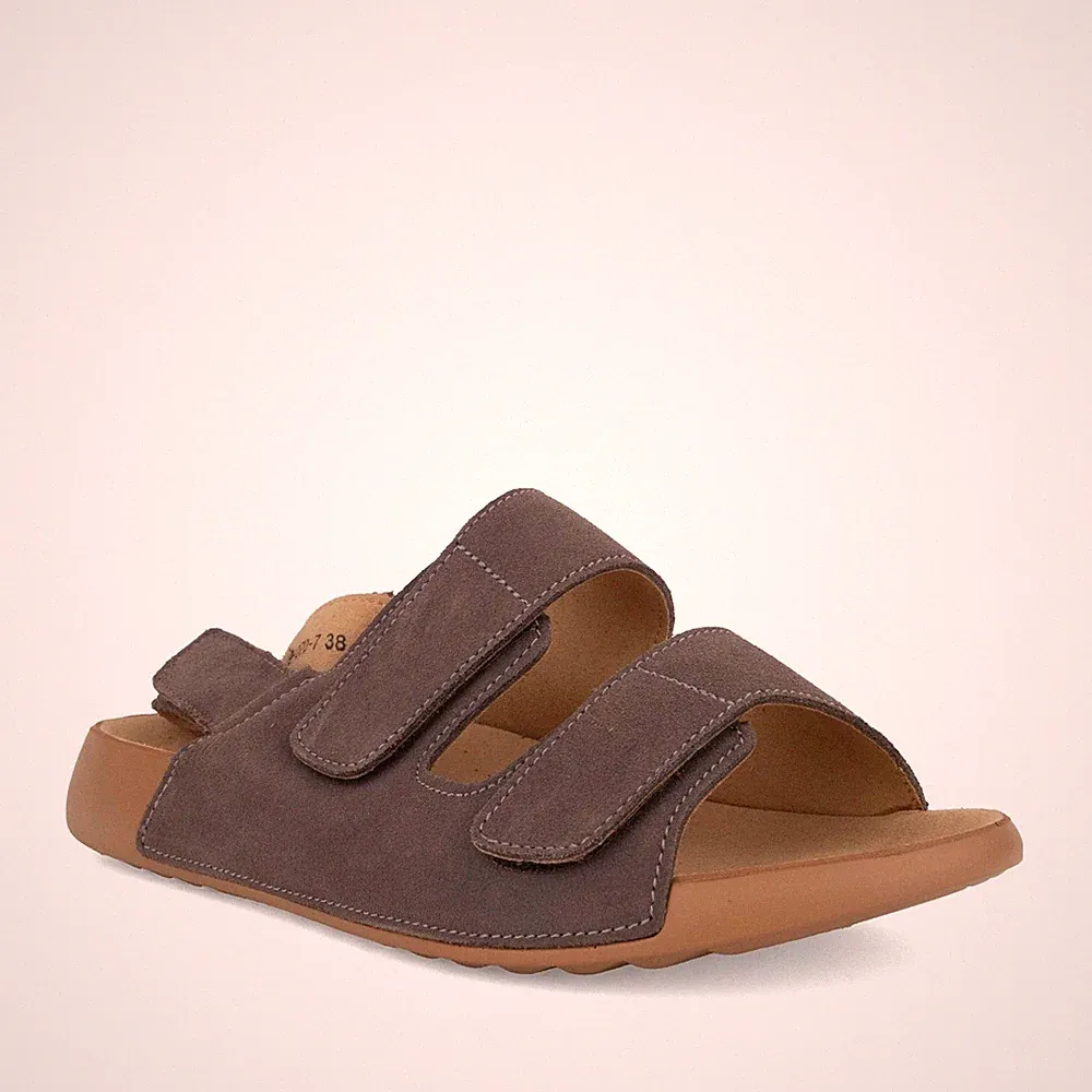 La Conte Damen Braune Keilabsatz Wildledersandalen Peeptoe LAC6582-26129BRW