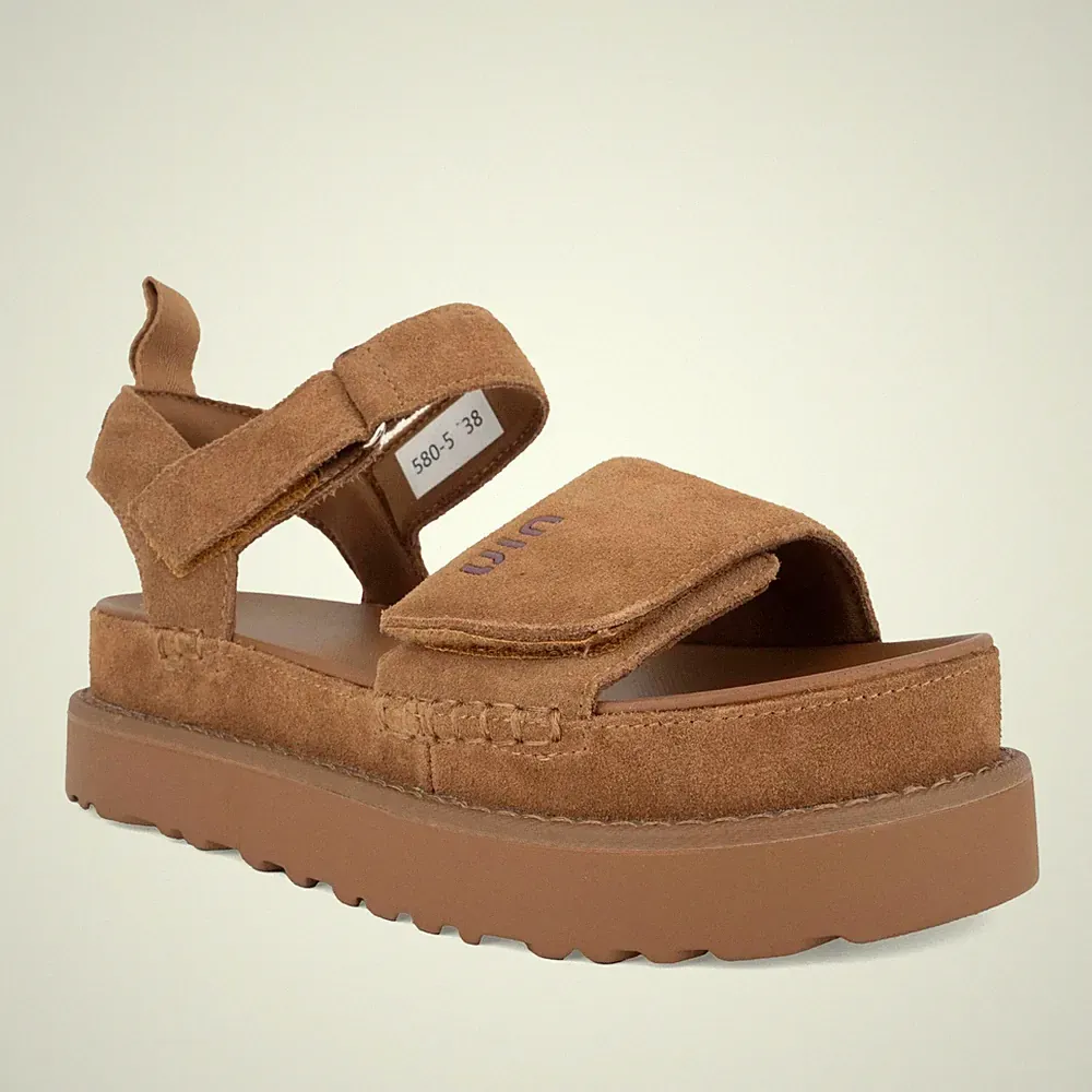 La Conte Damen Braune Keilabsatz Wildledersandalen Peeptoe LAC6582-26136BRW