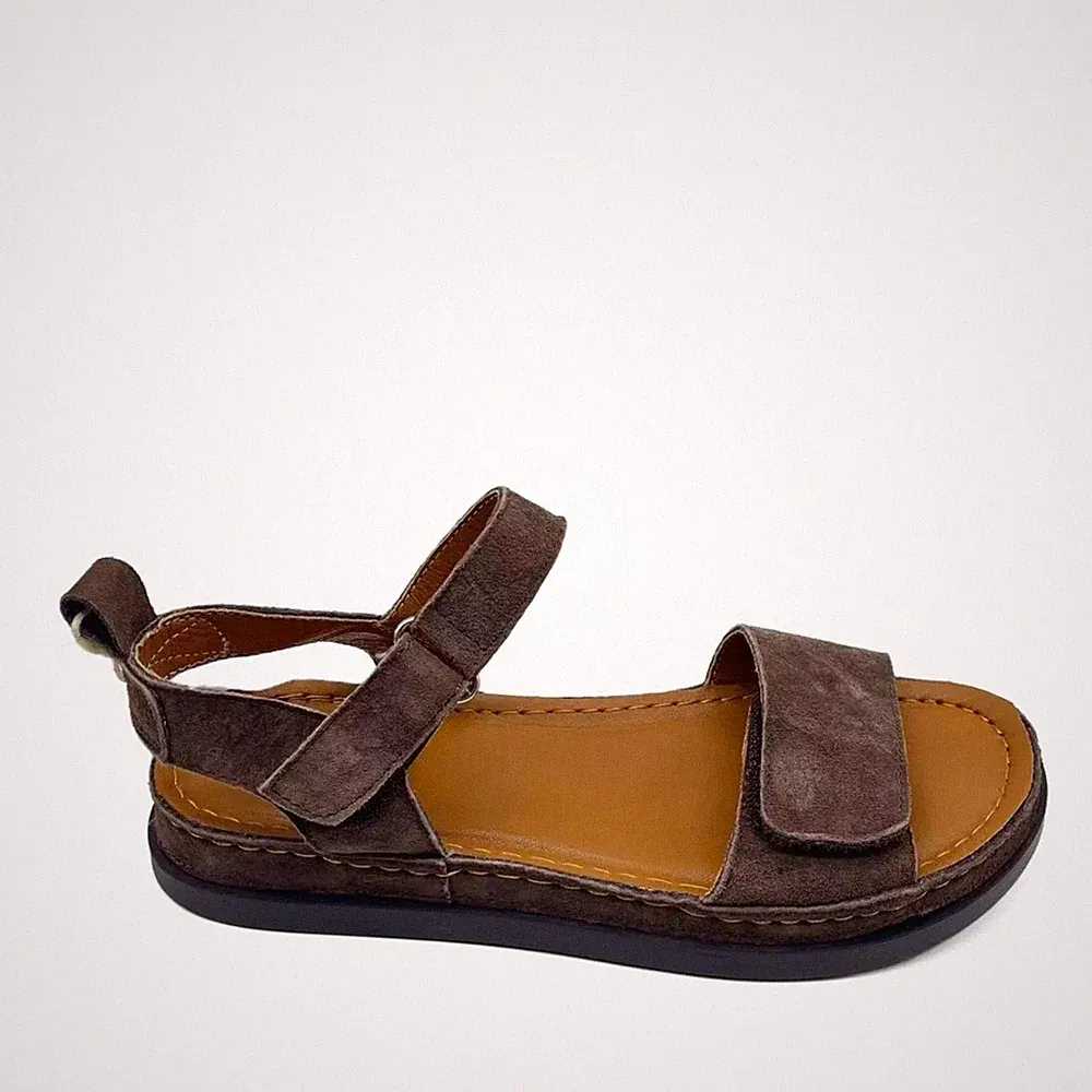 La Conte Damen Braune Keilabsatz Wildledersandalen Peeptoe LAC6590-26111BRW