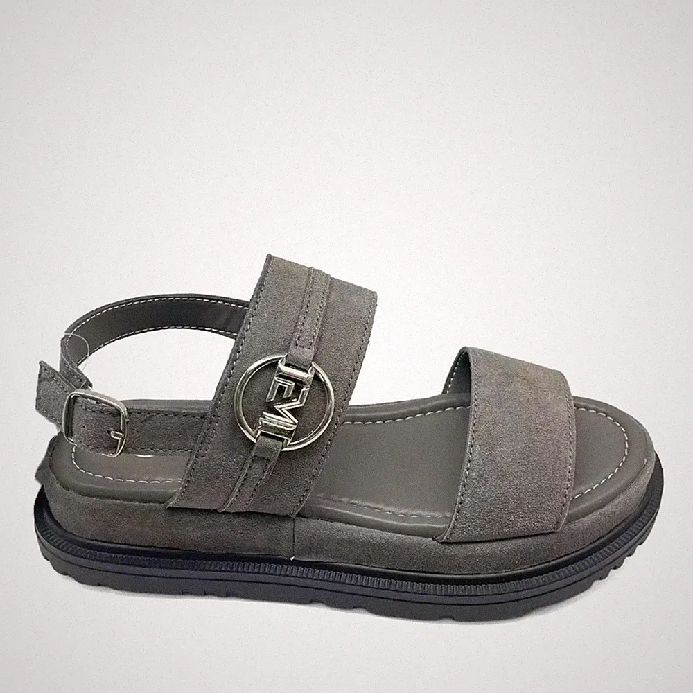 La Conte Damen Graue Keilabsatz Wildledersandalen Peeptoe LAC6590-26138GREY