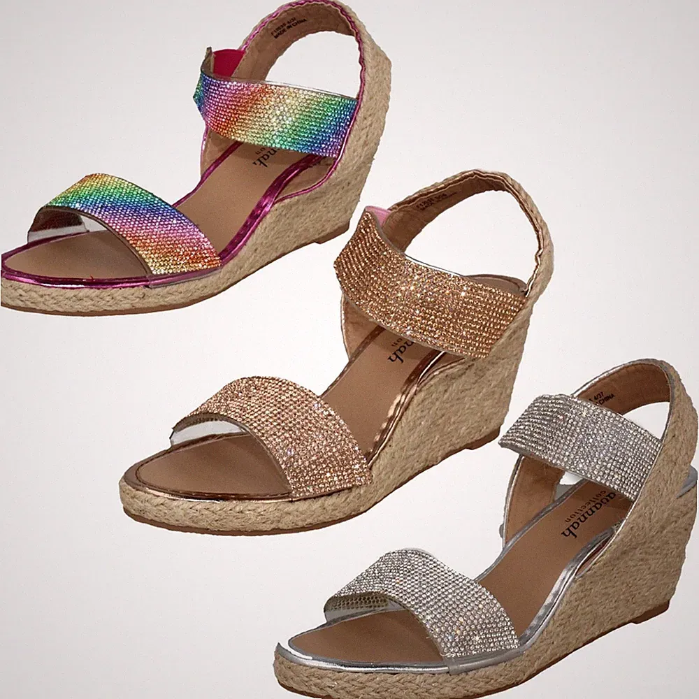 Ladies Savannah Glitzer Keilabsatz Sandalen - F1R2035