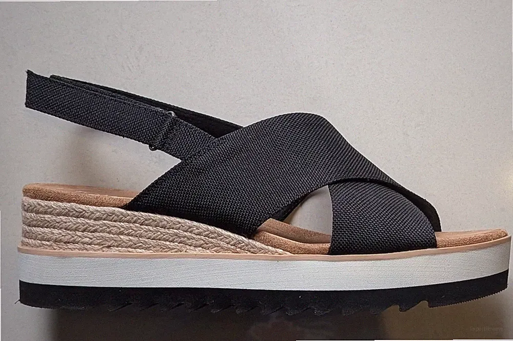 Ladies TOMS Diana Crossover Platform Wedge Sandals SZ 11 EU42.5 Black. BRAND NEW